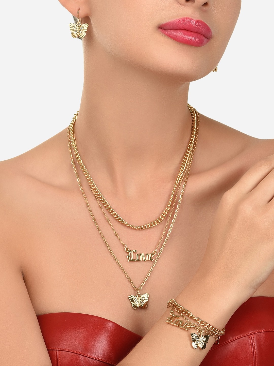 

AMI Gold-Toned Gold-Plated Layered Chain