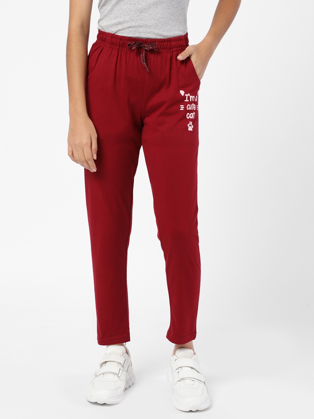 

Sweet Dreams Girls Burgundy Printed Straight Lounge Pants