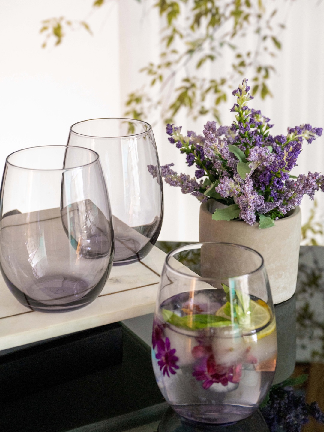 

GOODHOMES Set of 6 Transparent Glass Amber Tumbler