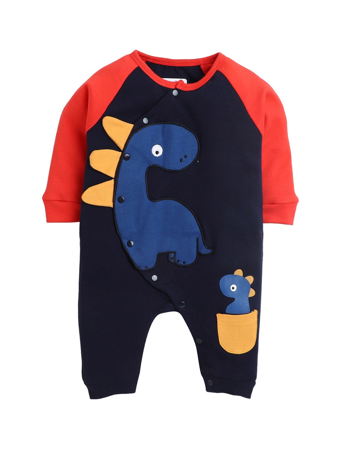

BUMZEE Boys Navy Blue Full Sleeves Dino Print Sleepsuit