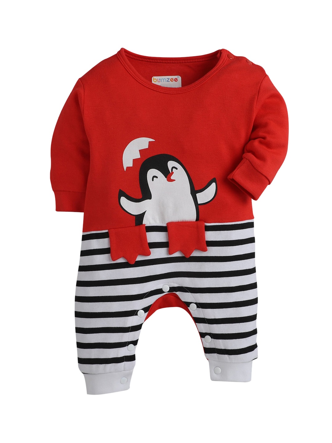 

BUMZEE Infants Red & White Printed Cotton Sleepsuit
