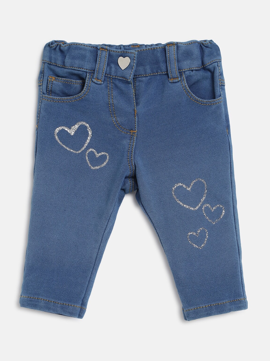 

Chicco Girls Blue Printed Stretchable Jeans