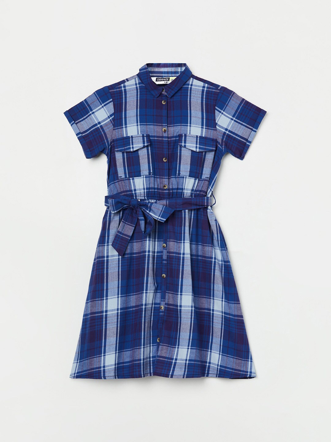 

Fame Forever by Lifestyle Navy Blue & White Checked Shirt Dress