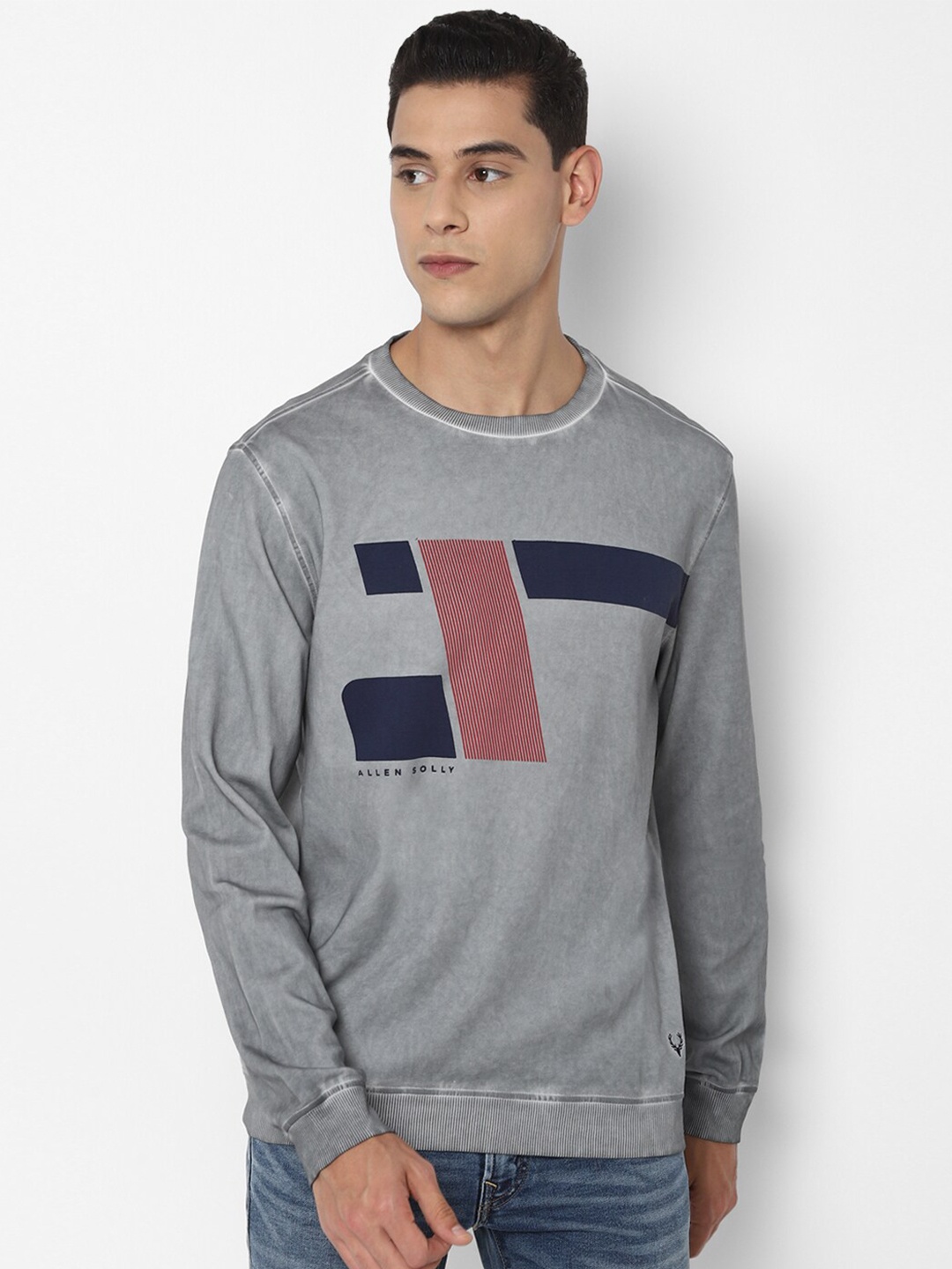 

Allen Solly Sport Men Grey Printed Round Neck Sweatshirt