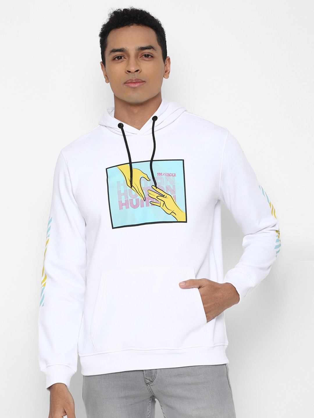 

Allen Solly Tribe Men White Printed Hooded Cotton Sweatshirt