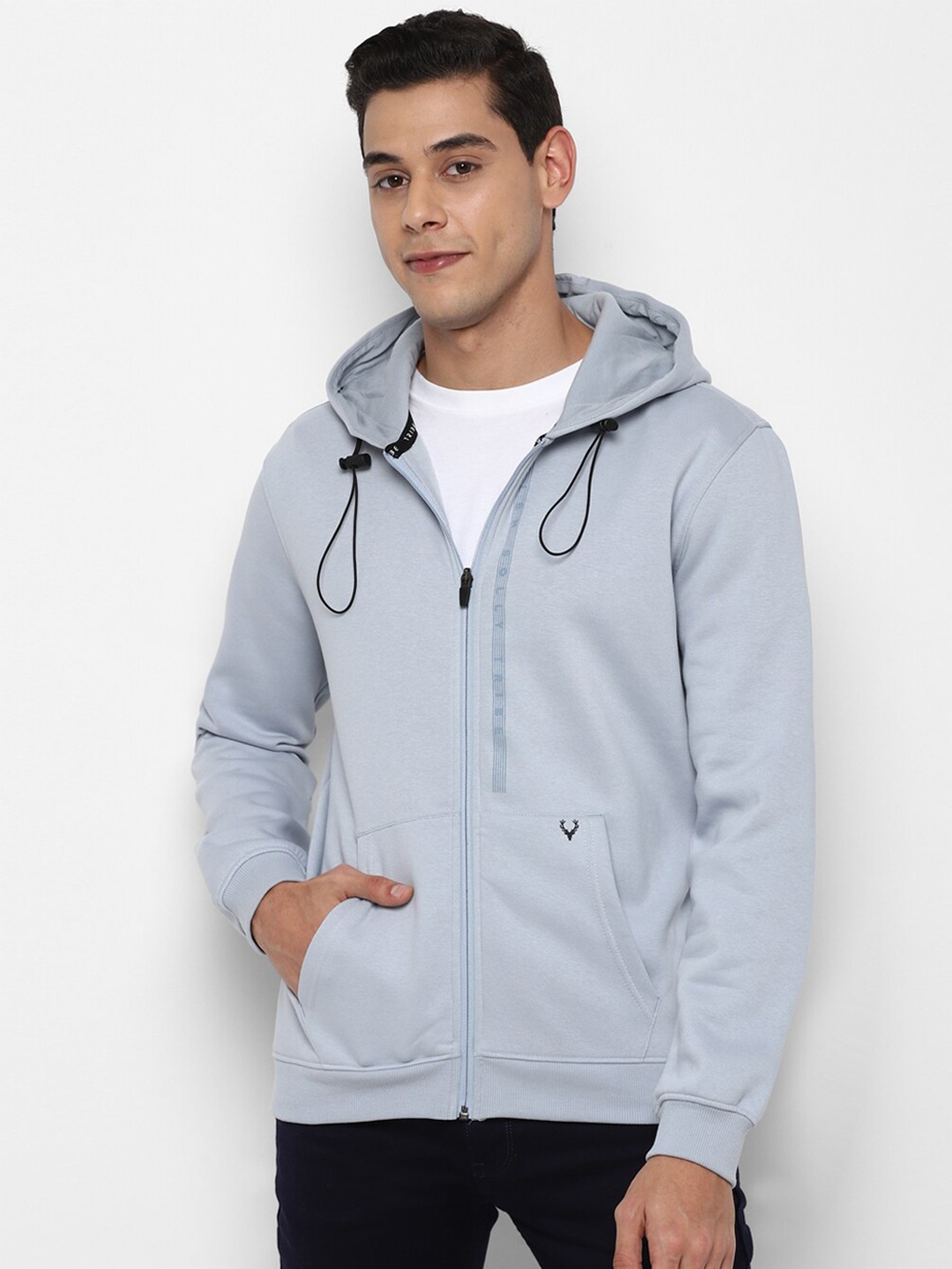 

Allen Solly Tribe Men Grey Solid Hooded Sweatshirt