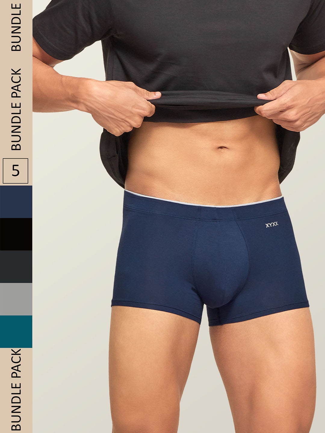 

XYXX Men Pack Of 5 Uno IntelliSoft Micro Modal Trunk XYTRNK5PCKN221, Navy blue