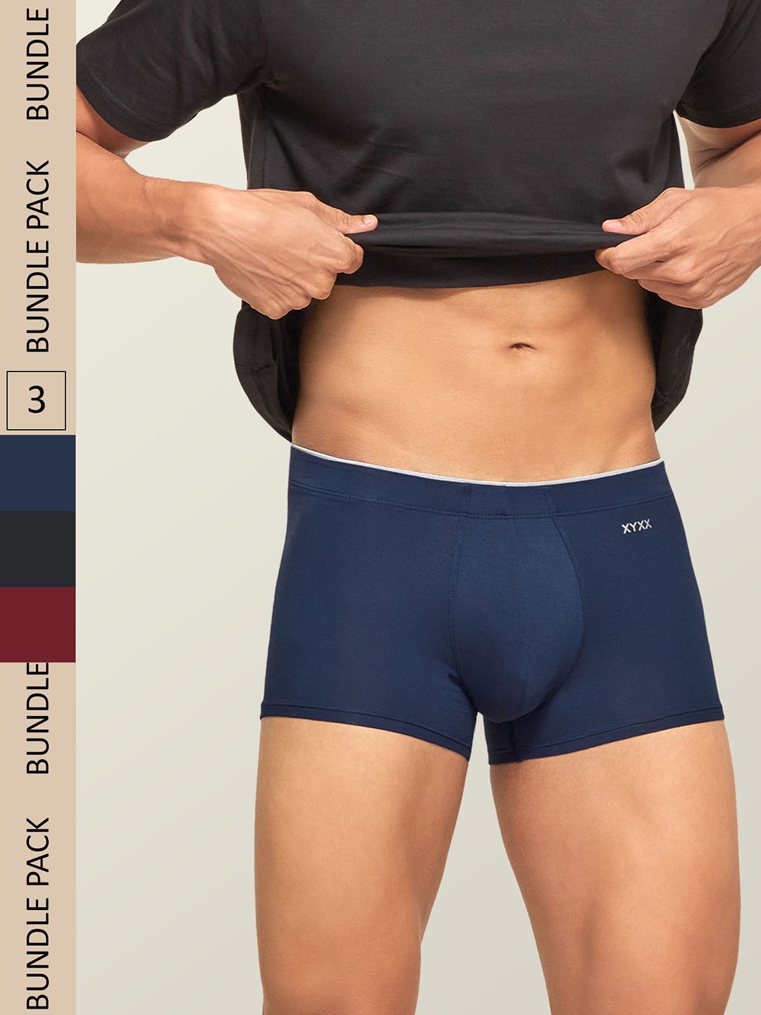 

XYXX Pack Of 3 Uno IntelliSoft Micro Modal Trunks, Maroon
