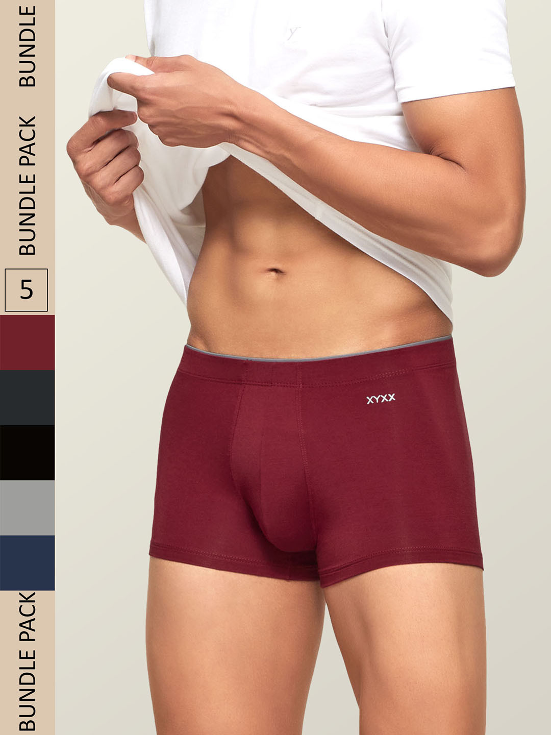 

XYXX Men Solid Pack Of 5 Uno IntelliSoft Micro Modal Trunk, Maroon