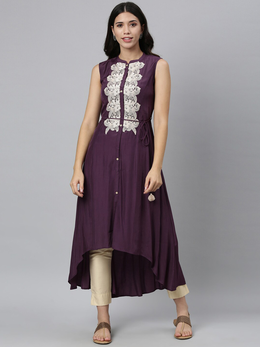 

Neerus Women Purple Ethnic Motifs Yoke Design Kurta