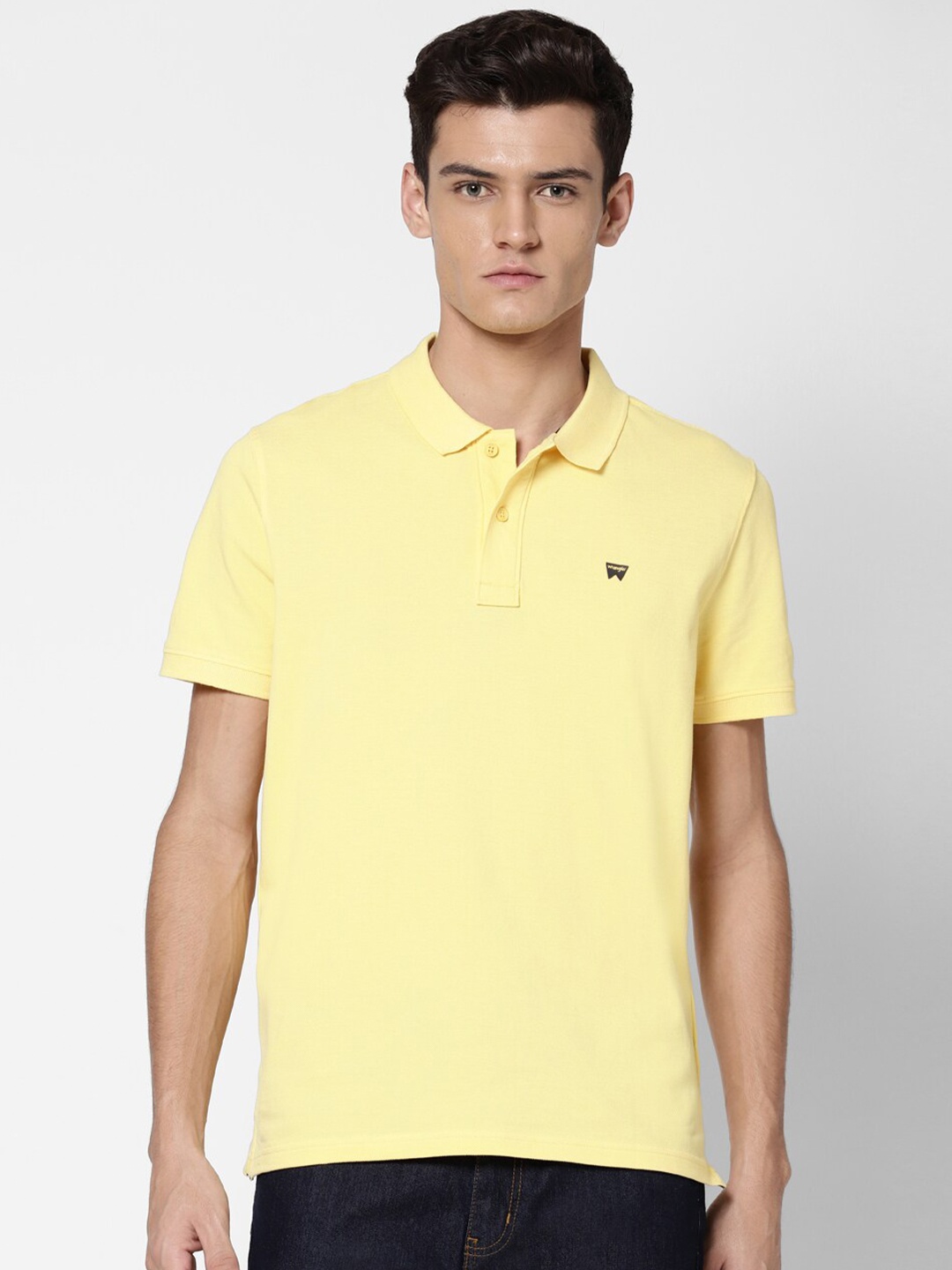 

Wrangler Men Yellow Polo Collar T-shirt