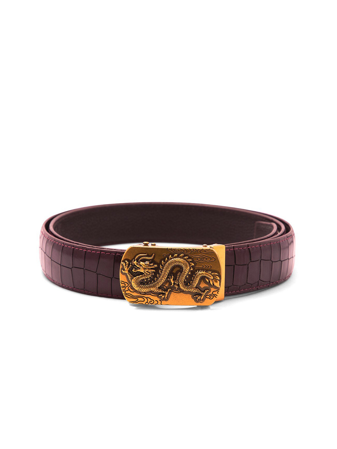 

BANGE Men Red Textured Leather Formal Belt