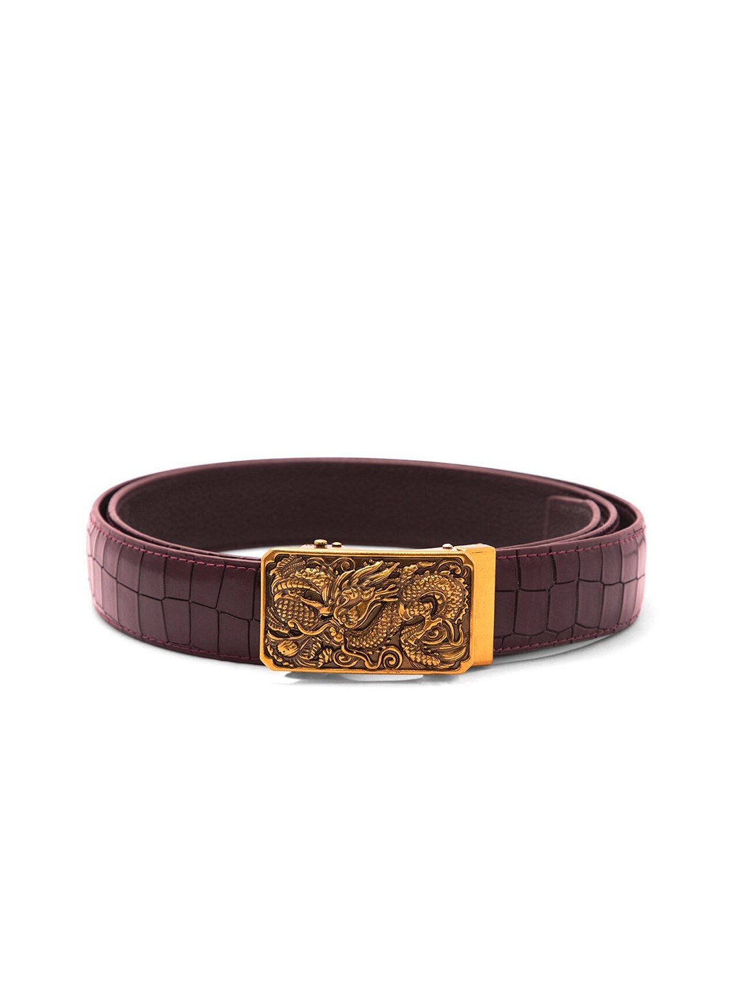 

BANGE Men Red Textured Leather Belt
