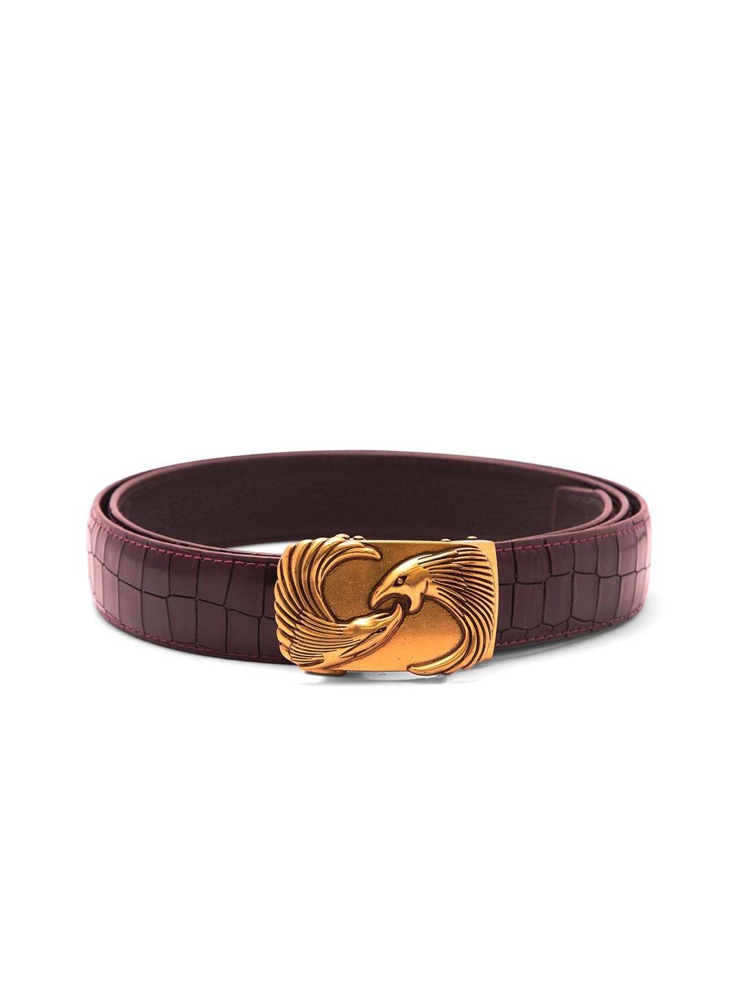 

BANGE Men Red Textured Leather Belt