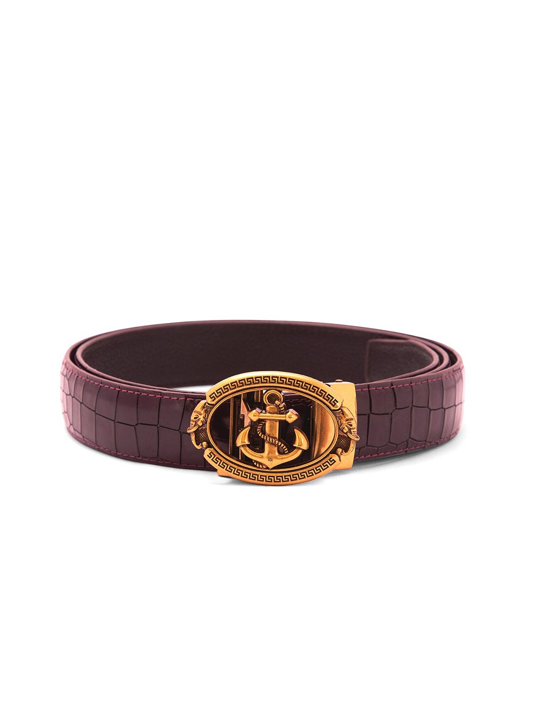 

BANGE Men Brown Textured Leather Belt