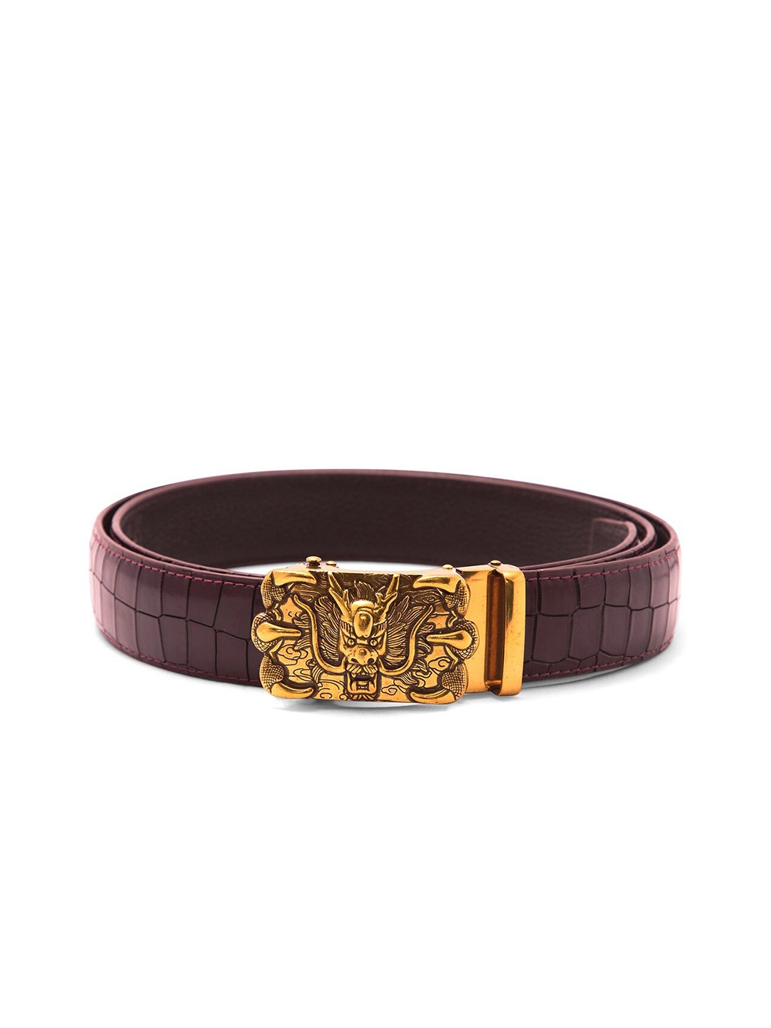 

BANGE Men Red Textured Leather Belt