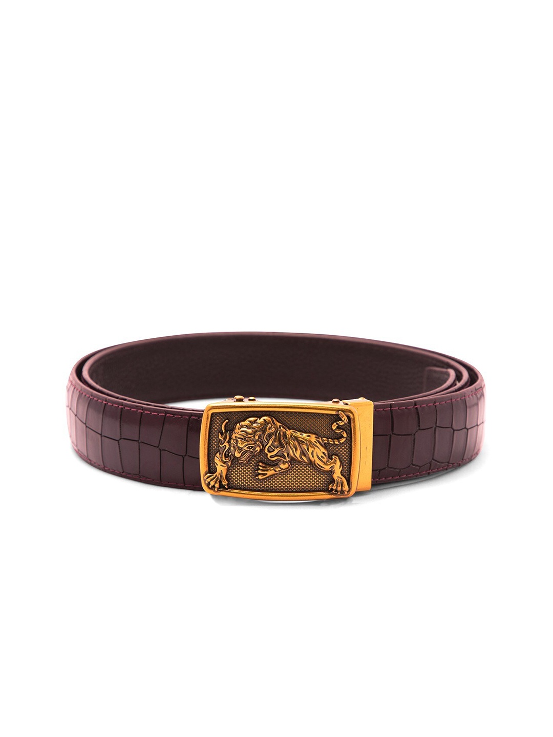 

BANGE Men Red Textured Genuine Leather Belt