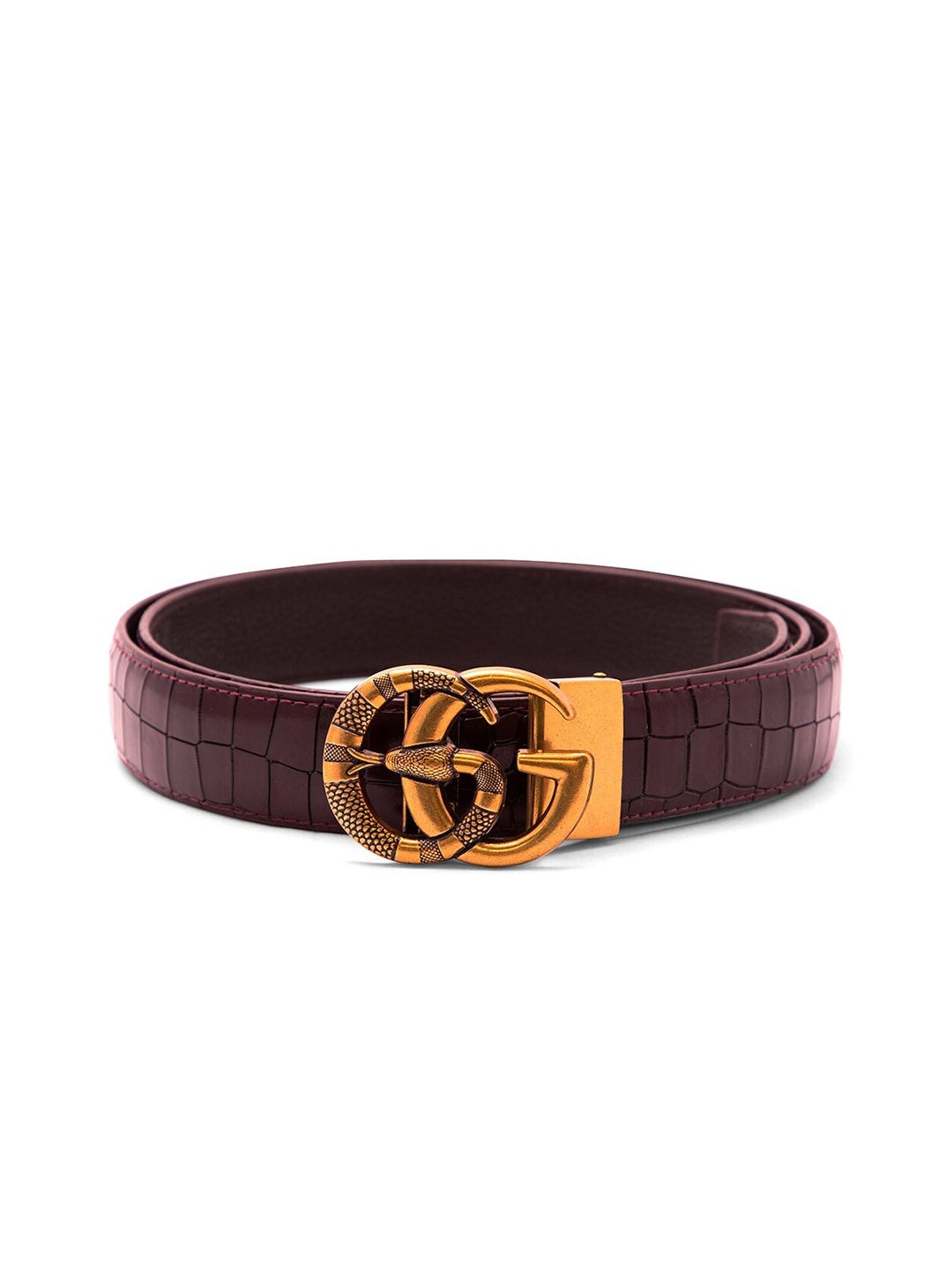 

BANGE Men Red Textured Leather Belt