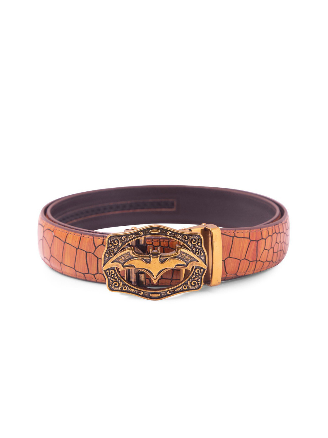 

BANGE Men Orange Textured Leather Formal Belt