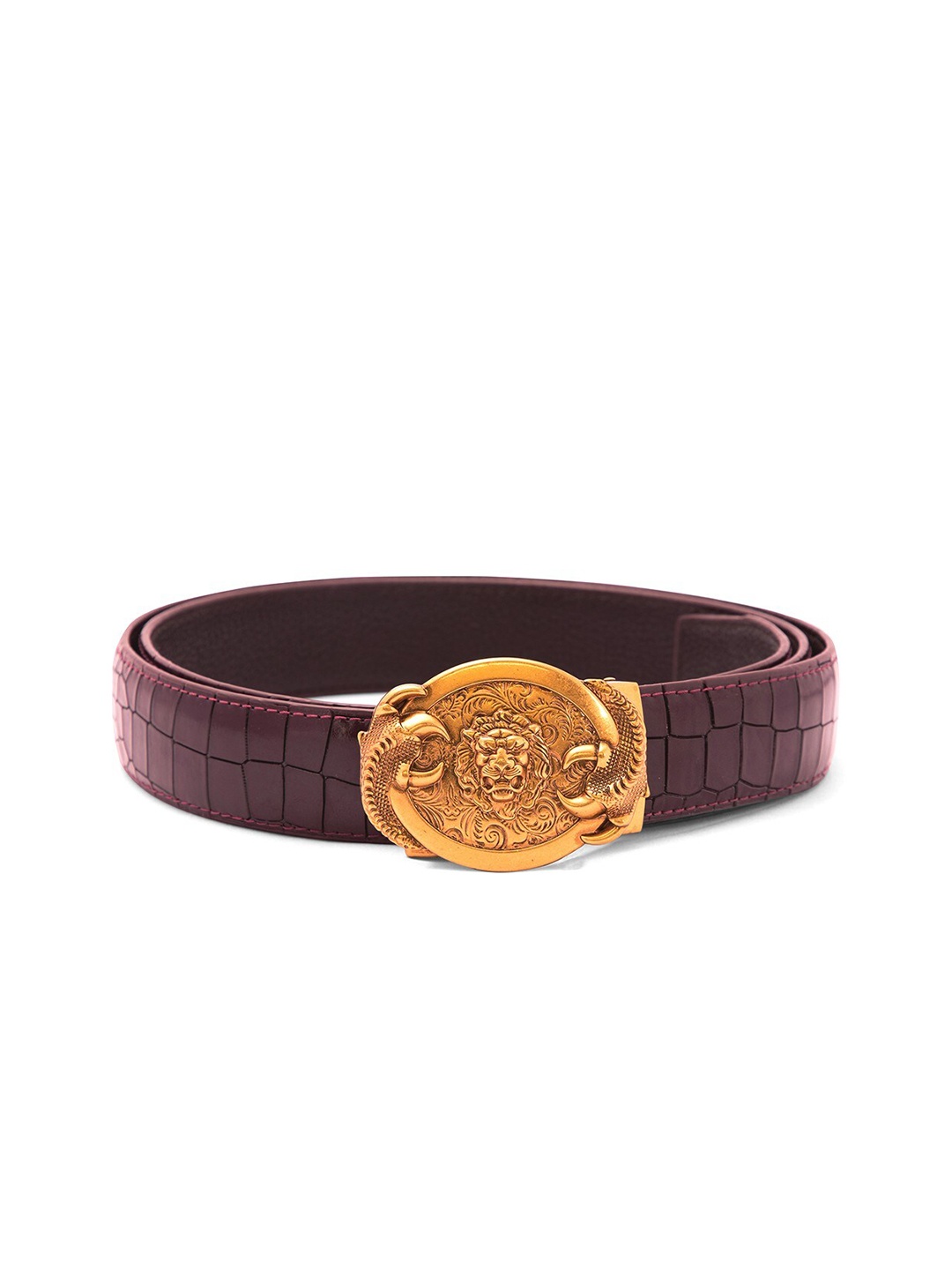 

BANGE Men Red Textured Leather Belt