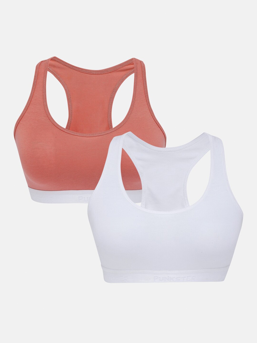 

Punkster Girls Pack Of 2 White & Peach Beginners Bra