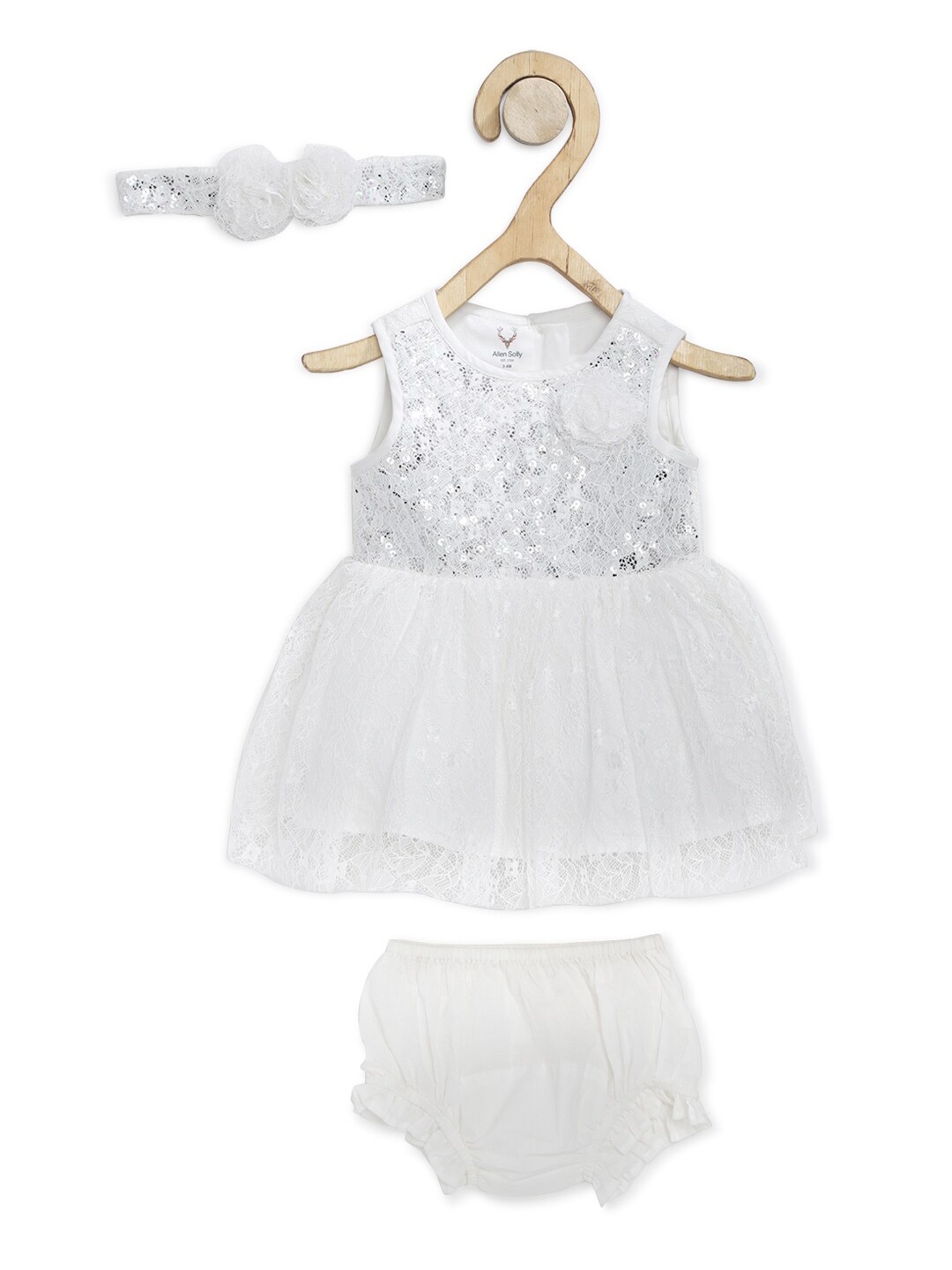 

Allen Solly Junior Girls White Embellished Round Neck Fit & Flare Dress