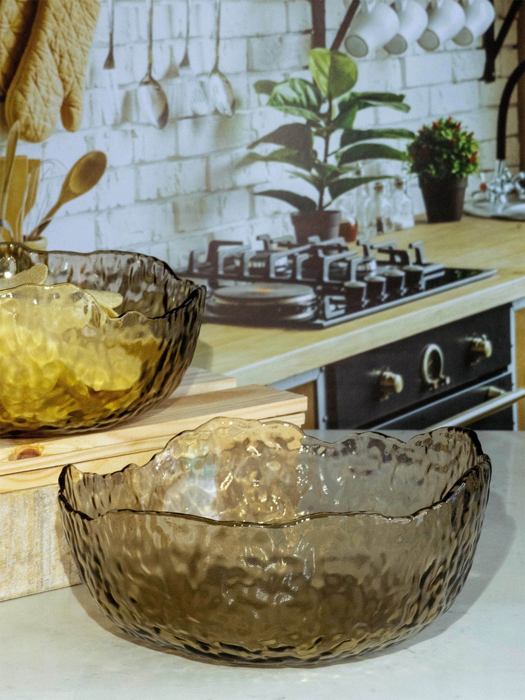 

GOODHOMES Set Of 2 Transparent Glass Bowls