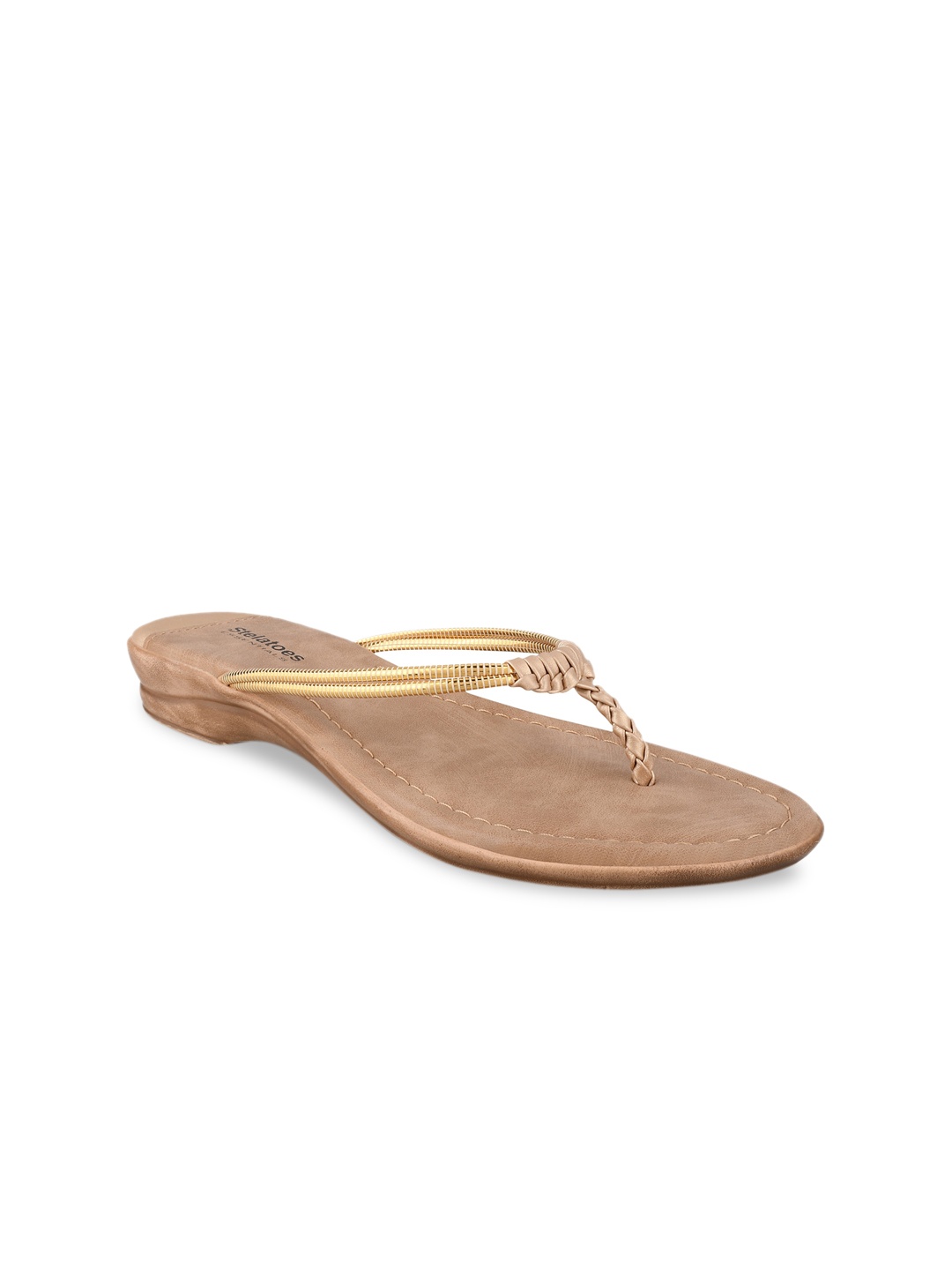 

Stelatoes Gold Solid T-Strap Flats