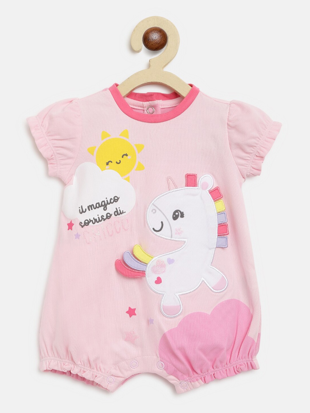 

Chicco Girls Pink Printed Pure Cotton Romper