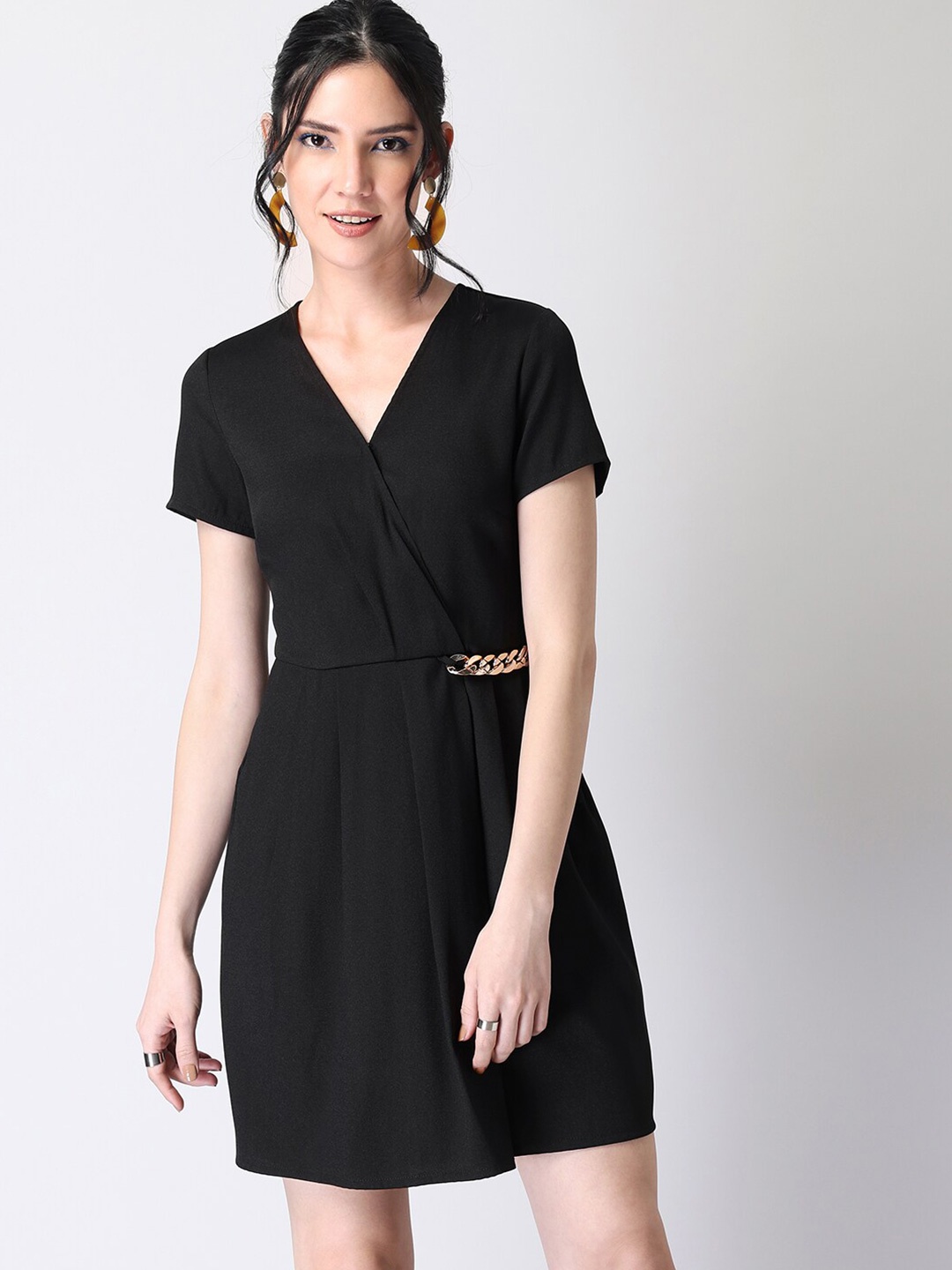 

FabAlley Black Crepe Wrap Dress