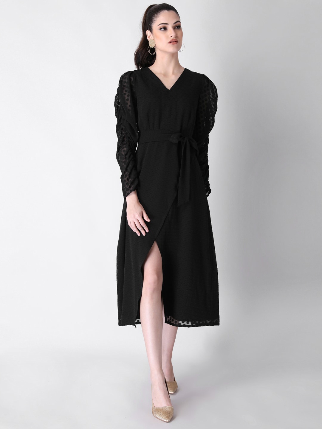 

FabAlley Black Georgette Midi Dress