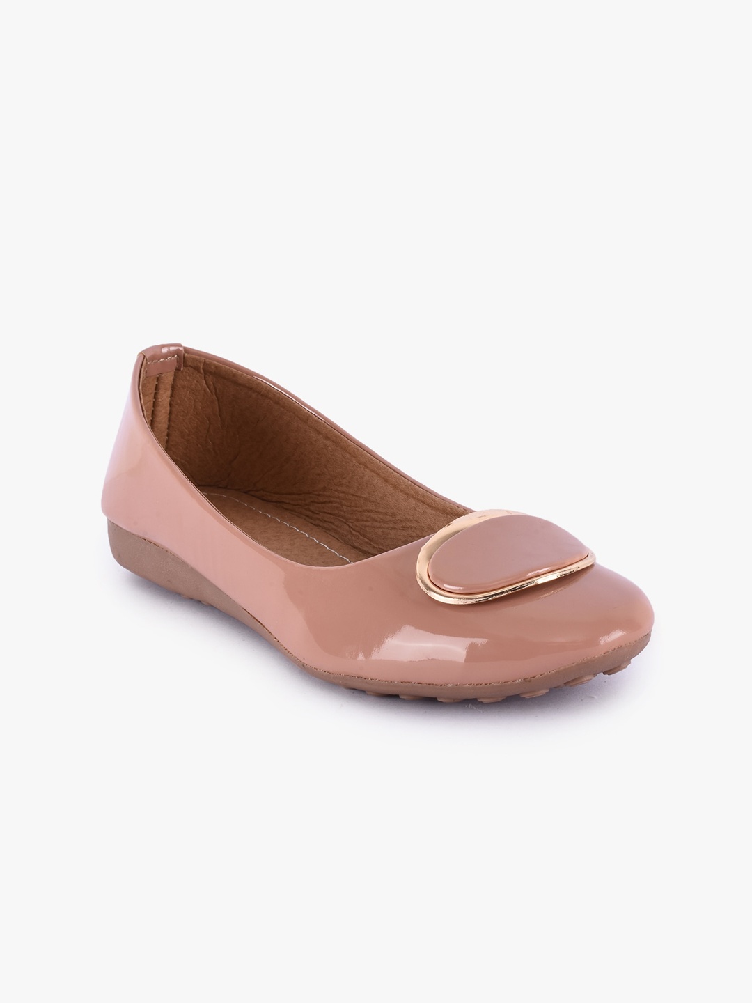 

BuckleUp Women Peach-Coloured Solid Ballerinas