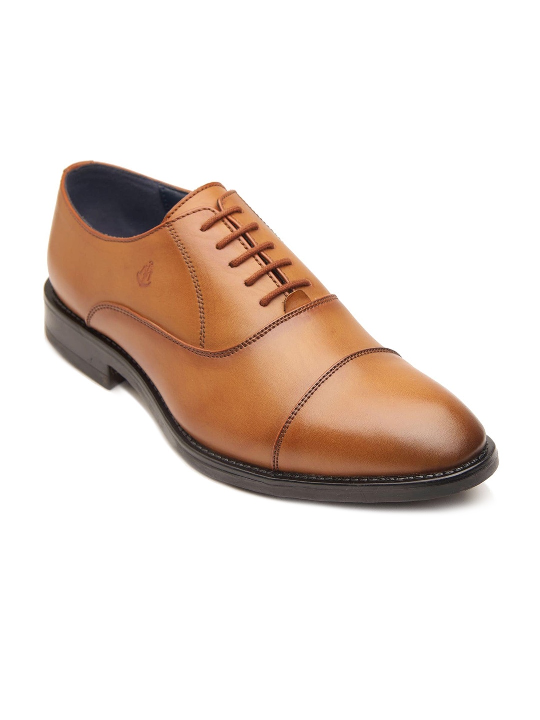 

MICHAEL ANGELO Men Tan Brown Textured Formal Oxfords