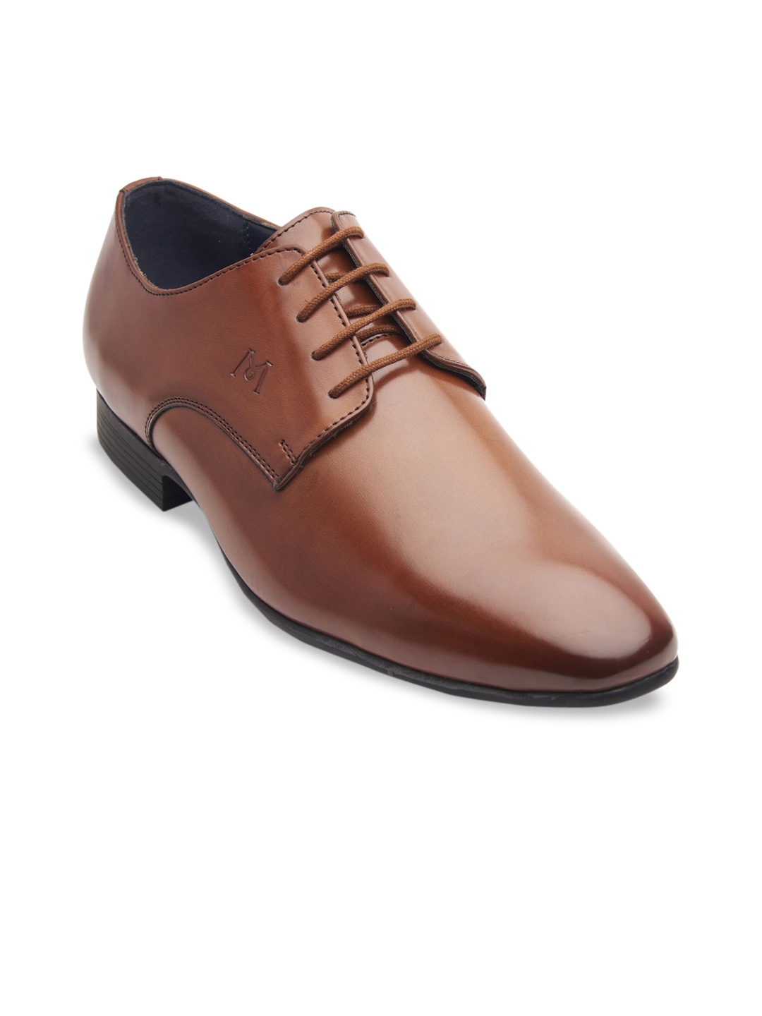 

MICHAEL ANGELO Men Tan Brown Solid PU Formal Derbys