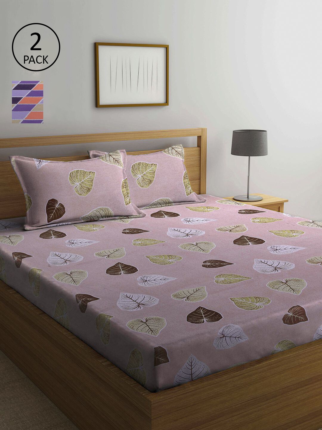 

KLOTTHE Multi Color Floral Printed 210 TC 2 Double Bedsheets with 4 Pillow Covers