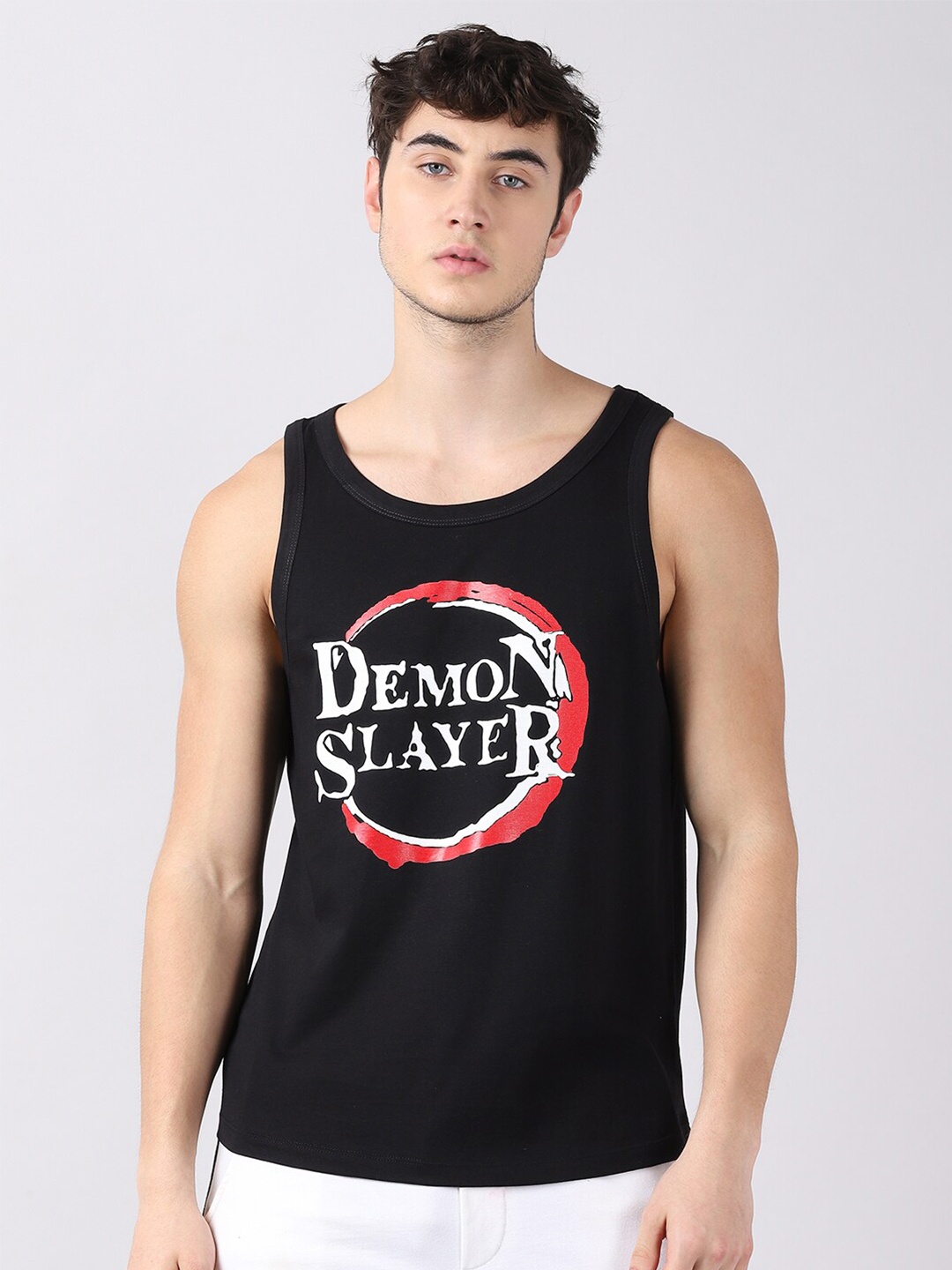Bushirt Men Black Typography Printed Tank T-shirt