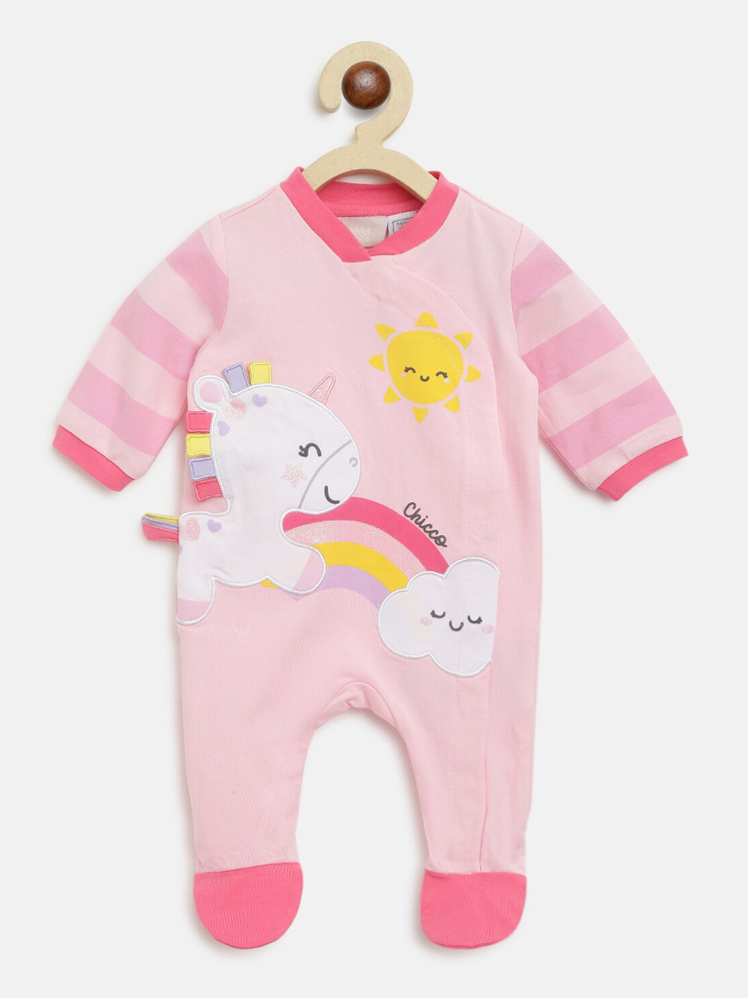 

Chicco Girls Pink & Yellow Printed Cotton SleepSuit