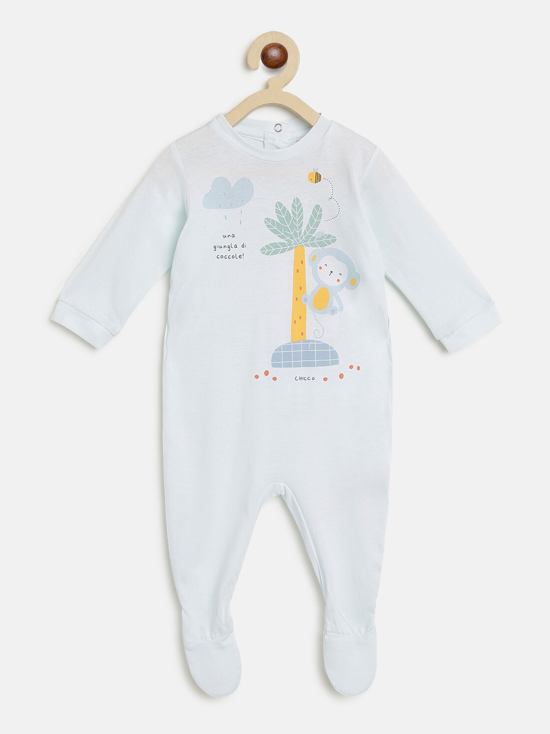 

Chicco Boys Blue Printed Pure Cotton Sleepsuit