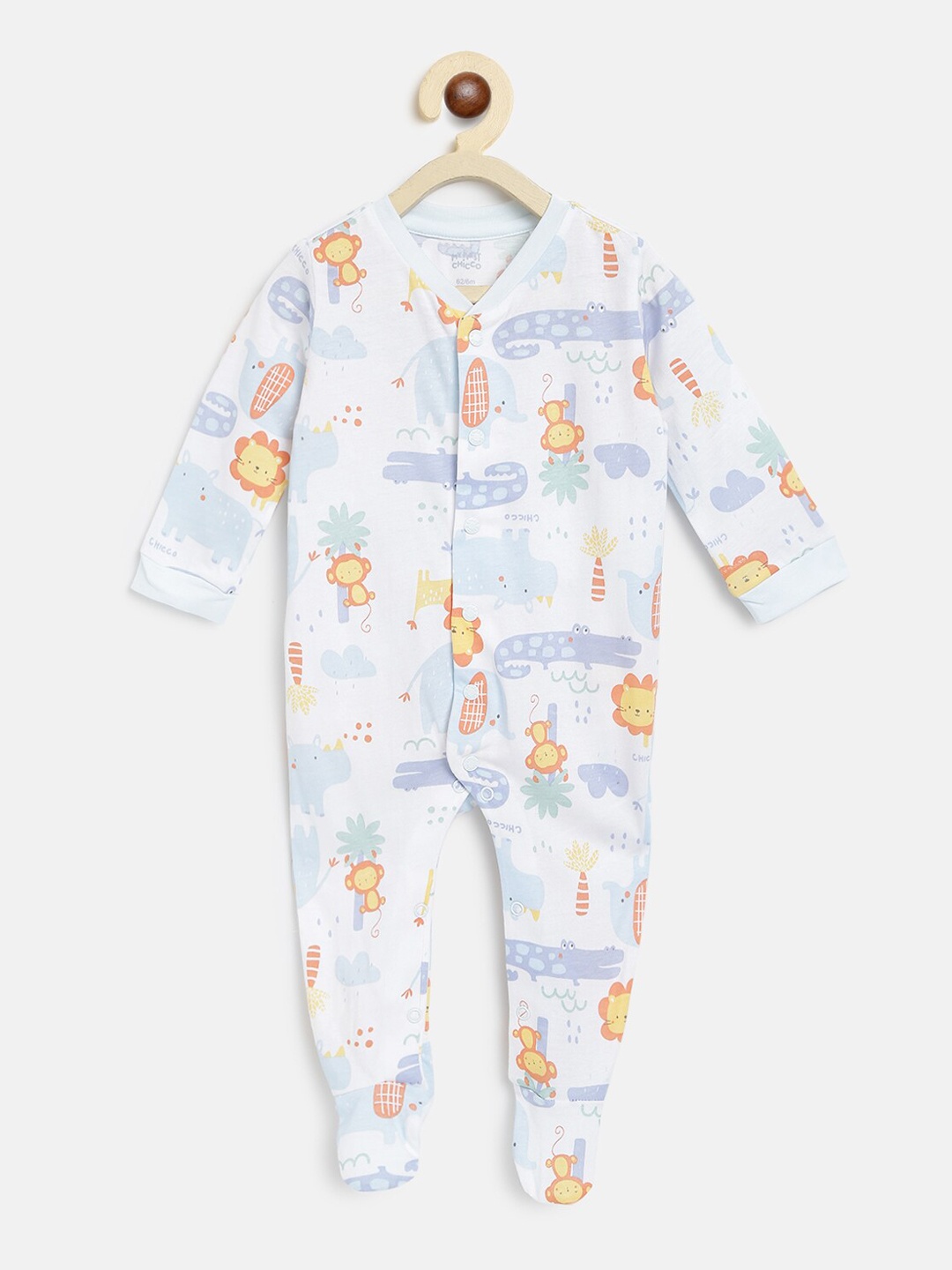 

Chicco Boys White Printed Pure Cotton Sleepsuit