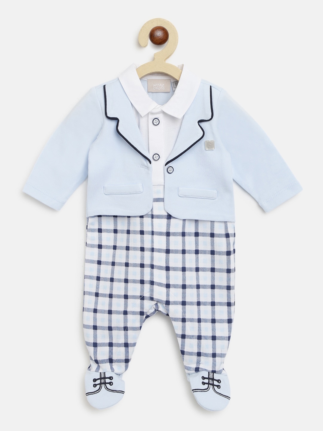 

Chicco Infant Boys Blue Checked Sleepsuit