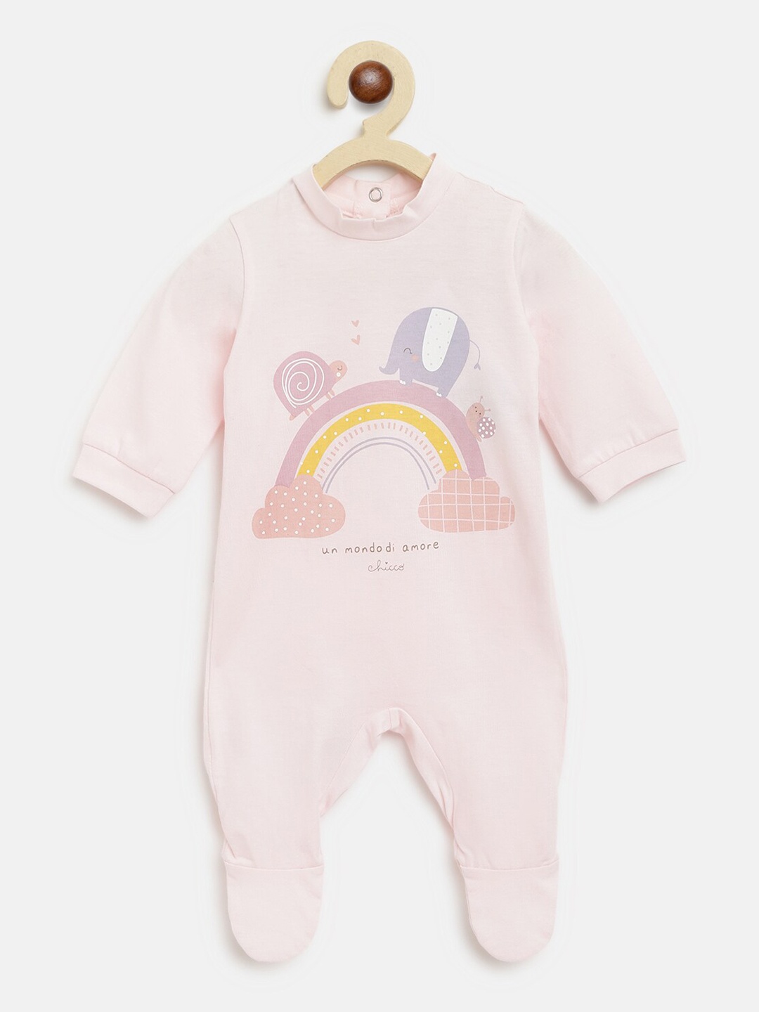 

Chicco Kids Pink Printed Pure Cotton Sleepsuit