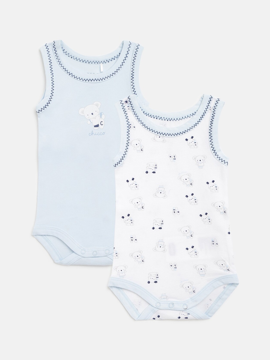 

Chicco Kids Set of 2 Printed Body Suit, White