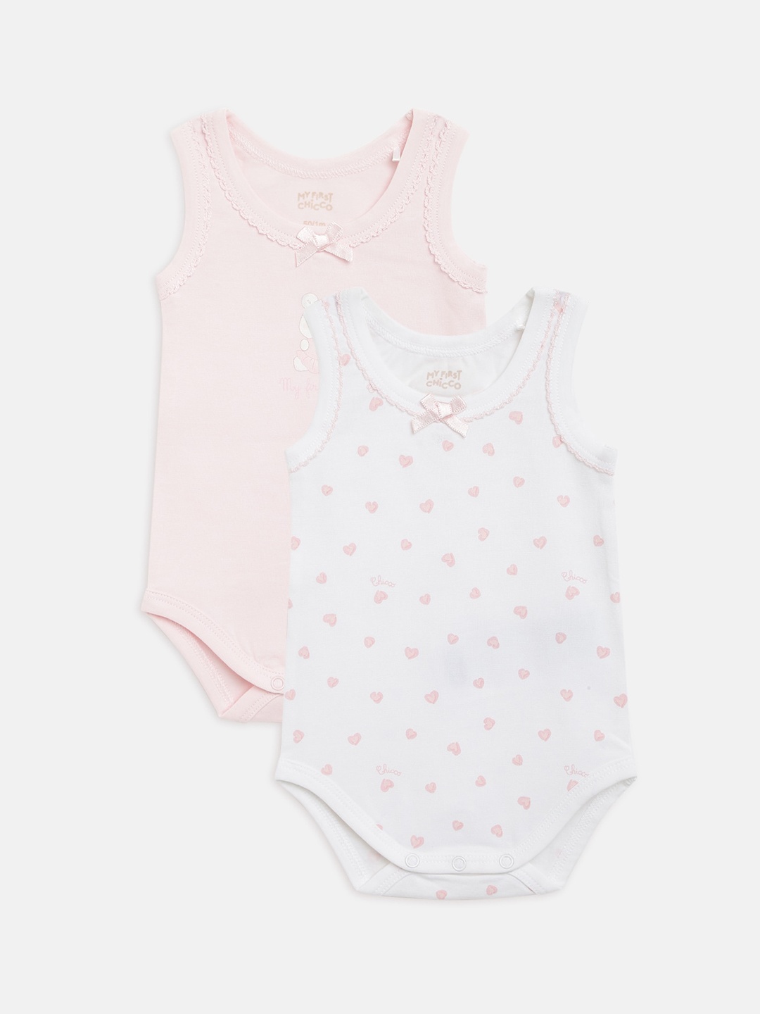 

Chicco Girls Pack of 2 Pink & White Printed Body Suit