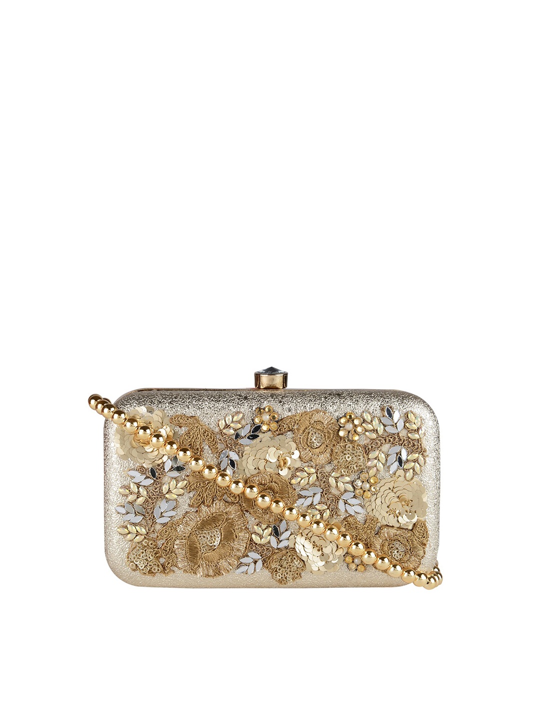 

Vdesi Gold-Toned & Silver-Toned Embellished Box Clutch