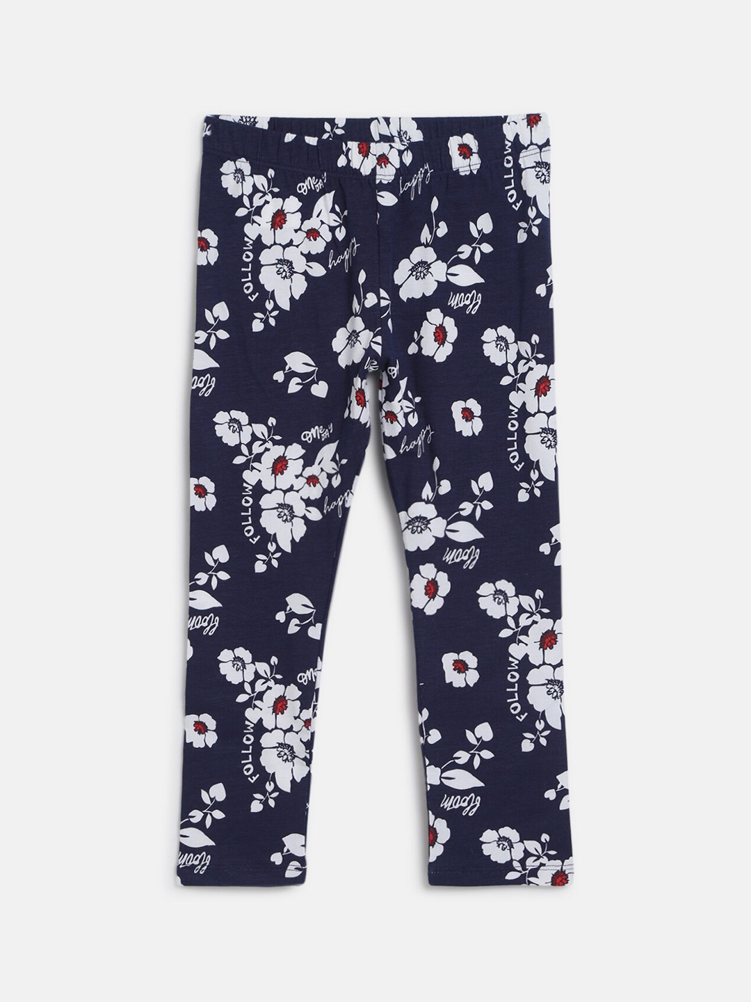 

Chicco Girls Navy Blue & White Floral Printed Ankle-Length Leggings