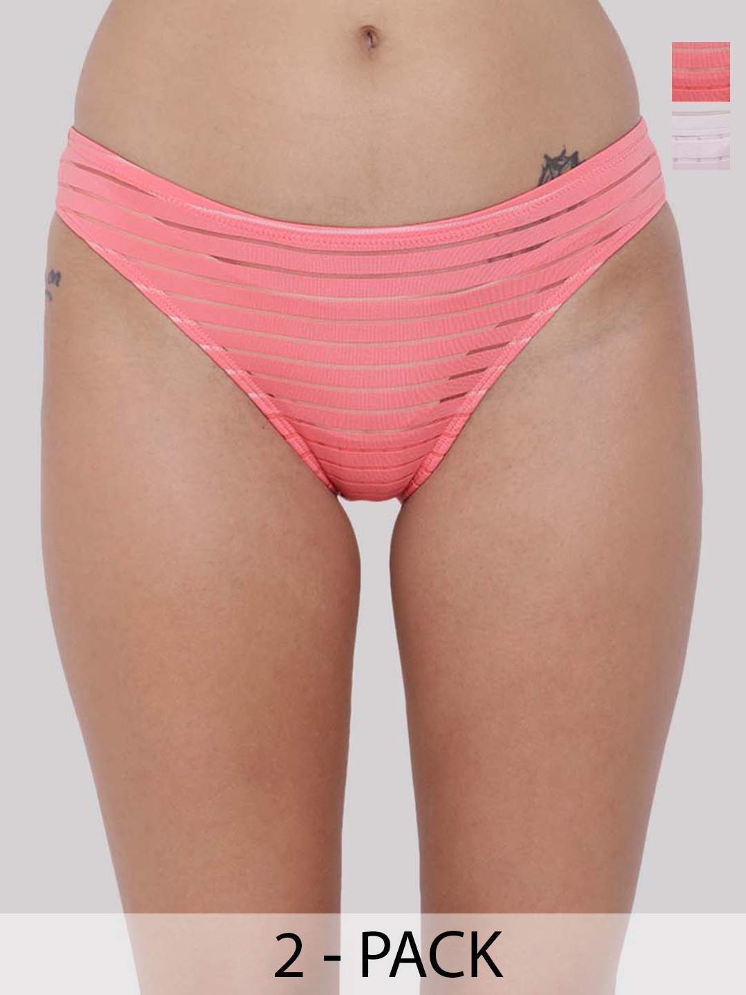 

BASIICS by La Intimo Pack of 2 Pink & White Briefs