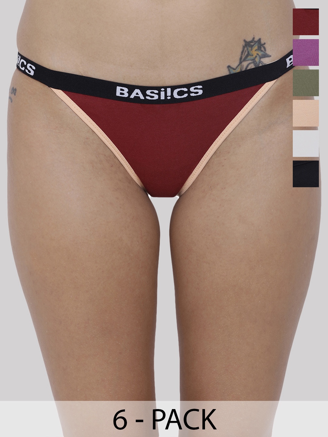 

BASIICS by La Intimo Moda Pack of 6 Basic Briefs BCPBR090F09K, Green