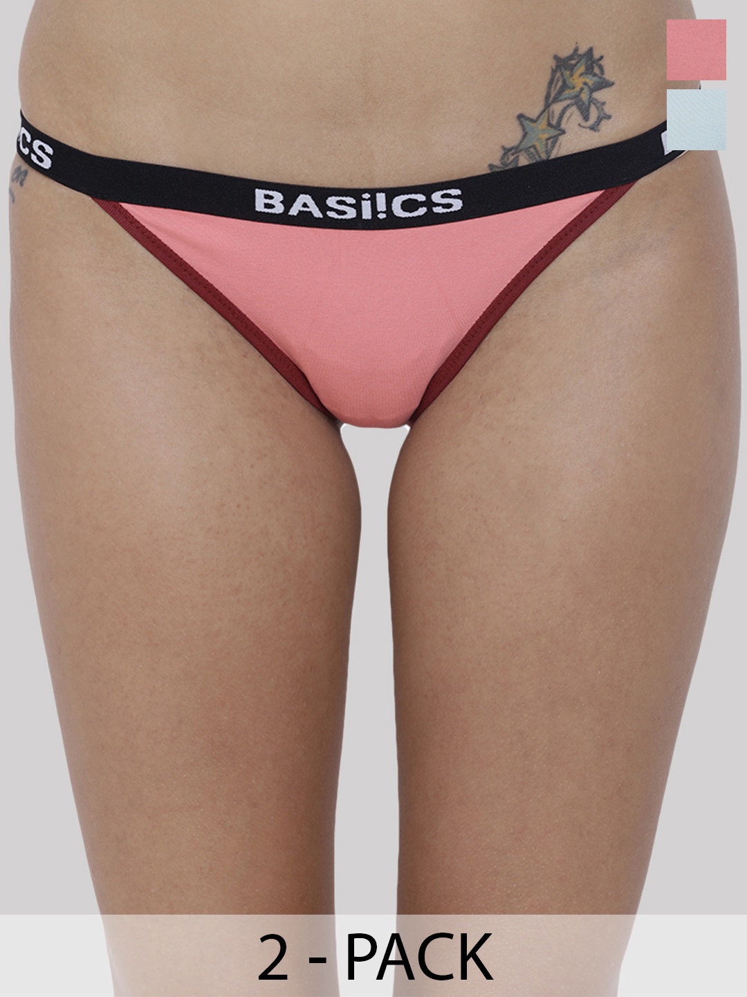 

BASIICS by La Intimo Women Pack of 2 Thongs - BCPBR090B09K, Coral