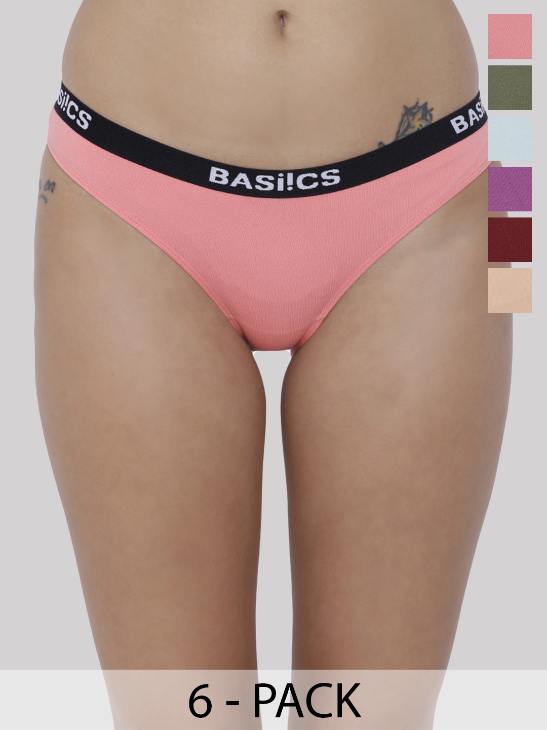 

BASIICS by La Intimo Women Pack of 6 Brief Panty, Multi