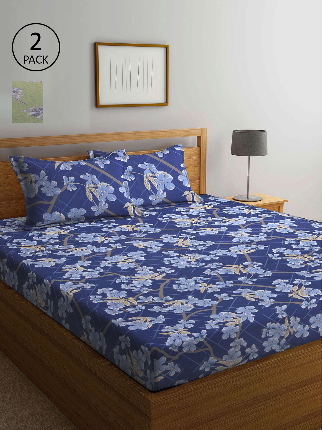 

KLOTTHE Multicoloured Floral 210 TC 2 Queen Bedsheet with 4 Pillow Covers, Multi